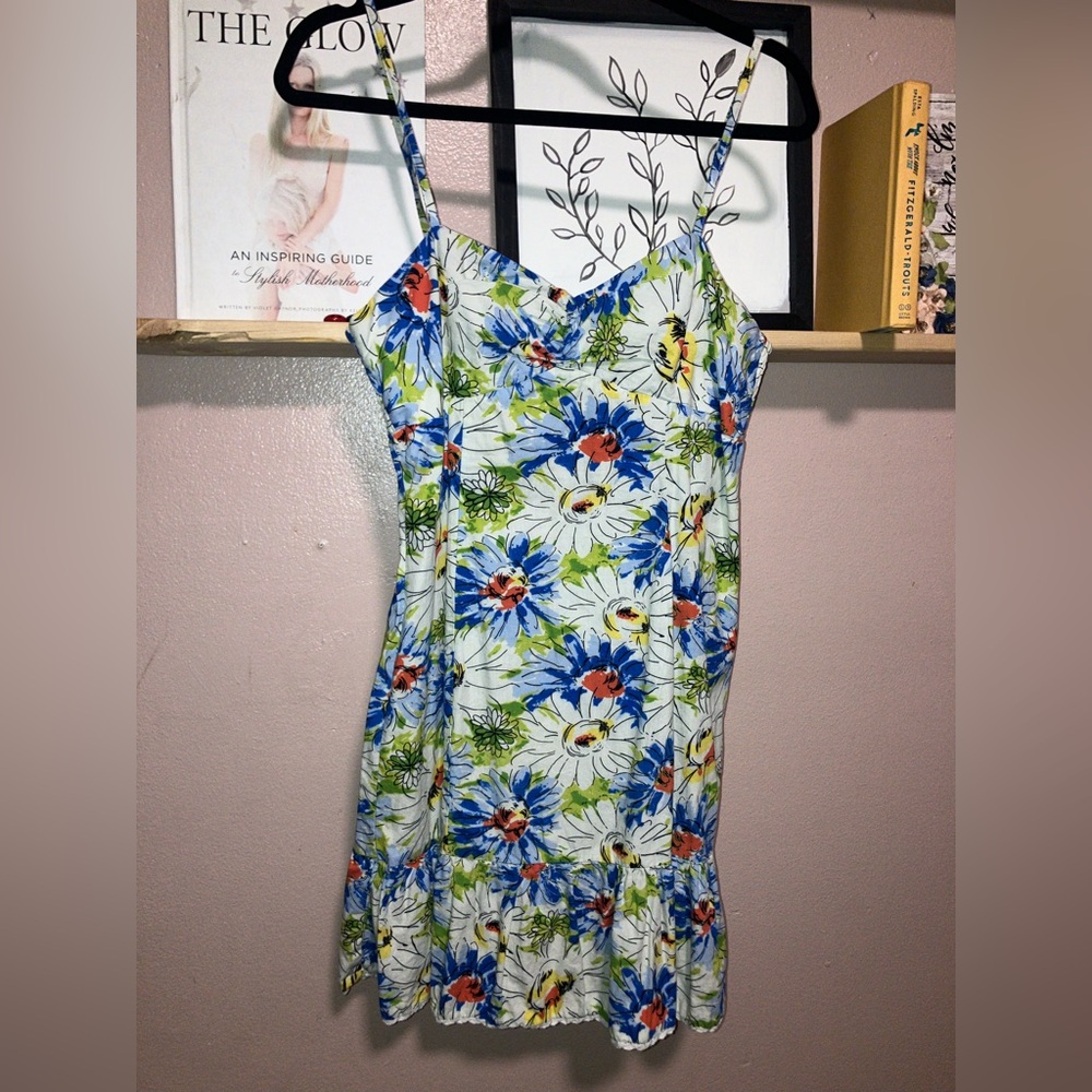 ✨ Blue and Green Spaghetti Strap Midi Sundress